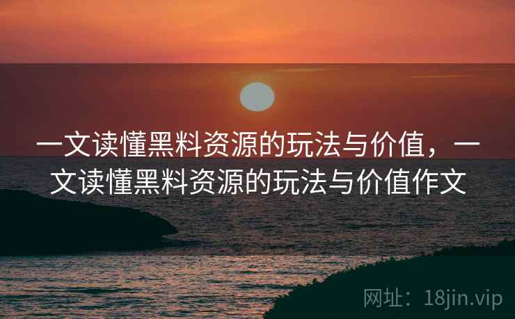 一文读懂黑料资源的玩法与价值，一文读懂黑料资源的玩法与价值作文