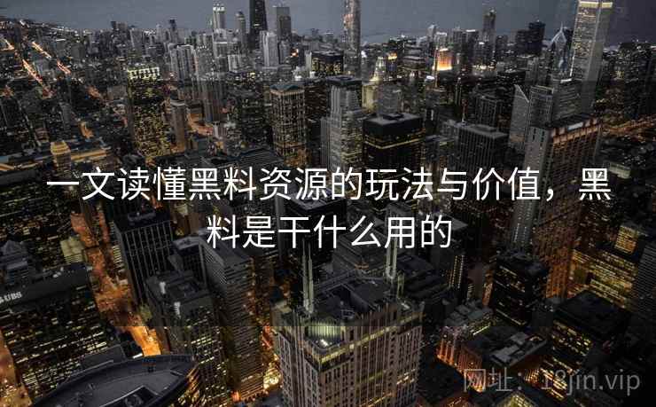 一文读懂黑料资源的玩法与价值，黑料是干什么用的